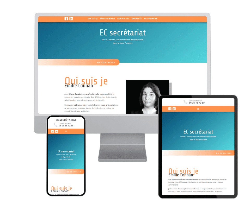 EC Secrétariat, landing page pour une secrétaire indépendante.