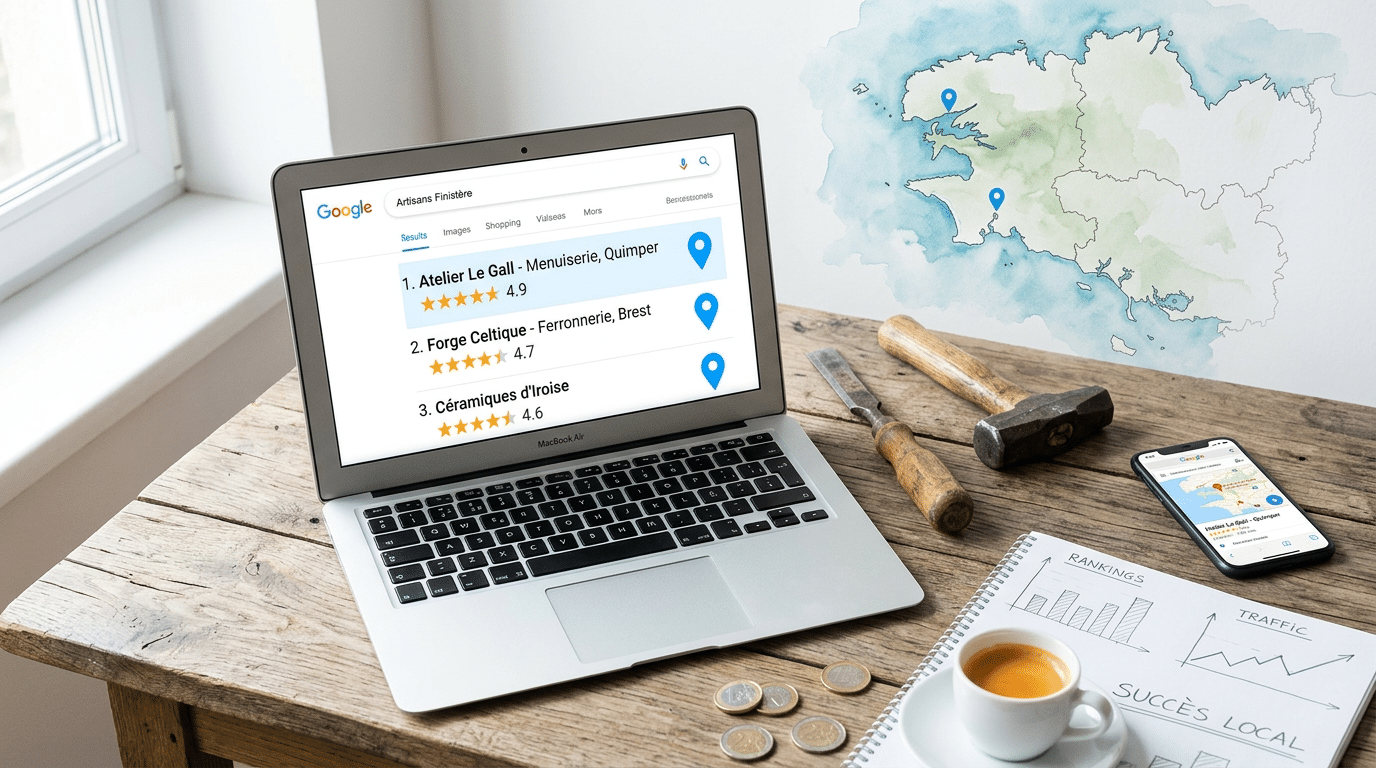 Outil de positionnement Google : le guide honnête pour artisans du Finistère